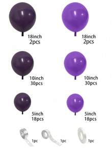 103pcs Deep Purple Balloons, Double-Stuffed Purple Balloon Garland, Various Sizes Latex Balloons, Birthday Party Decorations - View 2