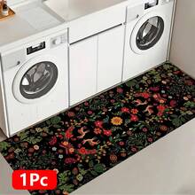 1pc, Home Decor, Floral Deer Pattern Print, Linen Kitchen Rug, Kitchen Mat, Floor Mat, Bathroom Mat, Door Mat, 3D Print Rectangular, Suitable For Living Room, Bedroom, Hallway, Bathroom, Laundry Room - Polyester Rug, Suitable For Indoor And Outdoor Home Decor - Multicolor - View 13