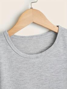 My Nanny Loves Me So Much, Printed T-Shirt For Kids, Cute Bear Graphic Tee For Little Girls, Casual Summer T-Shirt With Short Neck And Short Sleeves. - 灰色 - 查看 3
