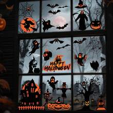 8/4 tấm dán kính Halloween, nhãn dán kính lâu đài Halloween tái sử dụng có thể tháo rời, decal trang trí tủ lạnh, phù hợp trang trí kính cửa sổ Halloween, dùng cho scrapbook, trang trí nhà cửa, phù thủy, lâu đài, bí ngô, dơi, nhện - Nhiều màu - Xem 5