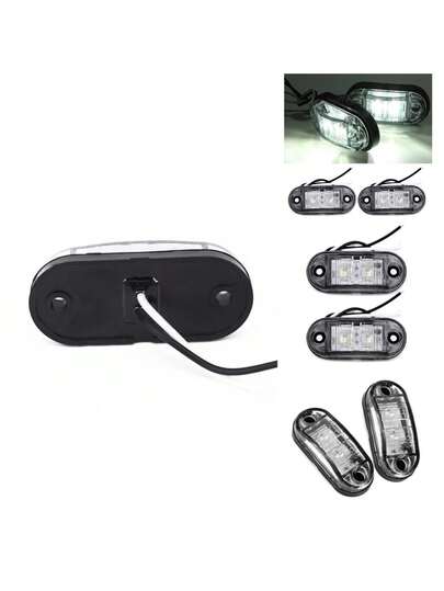 Juego de 2 uds de luces marcadoras blancas, luz LED de 12V para posición lateral de coche, luz trasera de 24V para remolque y camión, lámpara de señal de plástico impermeable.