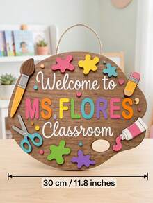 1pc Custom Teacher Name Door Sign,Paint Palette Teacher Door Hanger, Personalized Art Classroom Sign, Personalized Teacher Name, Colorful Art Room Decor, Teacher Appreciation Gift,Back To School - Multicolor - View 3