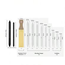 16pcs Paper Drawing Tool Set, Includes Paper Blending Stumps, Sandpaper Pencil Sharpener And Pencil Extender, Suitable For Graphite, Charcoal, Pastel, Drawing And Detailing - 1 - View 2