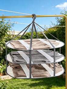Multi-Layer Hanging Drying Rack, Windproof Drying Basket & Anti-Deformation Sweater Drying Net. Suitable For Balcony Drying And Clothing Storage In Living Room And Bedroom. - Multicolor - View 2