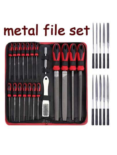 Industrial-Grade Metal File Set, Durable Carbon Steel File Kit, Precision-Formed And Carving Tools, Ergonomically Designed Handles - Long-Lasting, Suitable For Metal, Wood, Glass, And Jewelry Processing, Hardened Through High-Temperature Quenching.