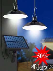 1pc 360° Outdoor Solar Floodlight, Single/Dual Head Patio Hanging Lamp, Remote Control/Non-Remote Control Outdoor Garden Decor Light, With Light Sensor LED Night Light, Detachable Corridor Lamp, Safety Lighting Emergency Camping Lamp, Corral, 25%/50%/100% Dimmable, Built-In Rechargeable Battery, Suitable For Corridor, Patio, Hall - white light - View 2