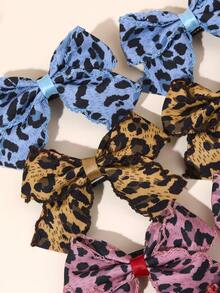 10pcs/2pcs Multicolor Leopard Print Polka Dot Bow Hair Clips, Fabric Versatile Barrettes, Suitable Hair Accessories Gift For Girls Teens Daily&School Wear - Multicolor - View 5