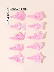 10/2 piezas Pasadores de pelo con corona rosa para cumpleaños, pasadores con lentejuelas en forma de corazón, estrella, mariposa y flor, pasadores BB dulces estilo Y2K, accesorios de pelo lindos para niñas, regalos de uso diario - Rosa - Ver 6