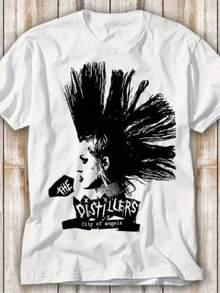 Camiseta de moda 2026 combinada con temática de rock punk, ideal para looks con estilo retro americano unisex - Blanco 3 - Ver 1