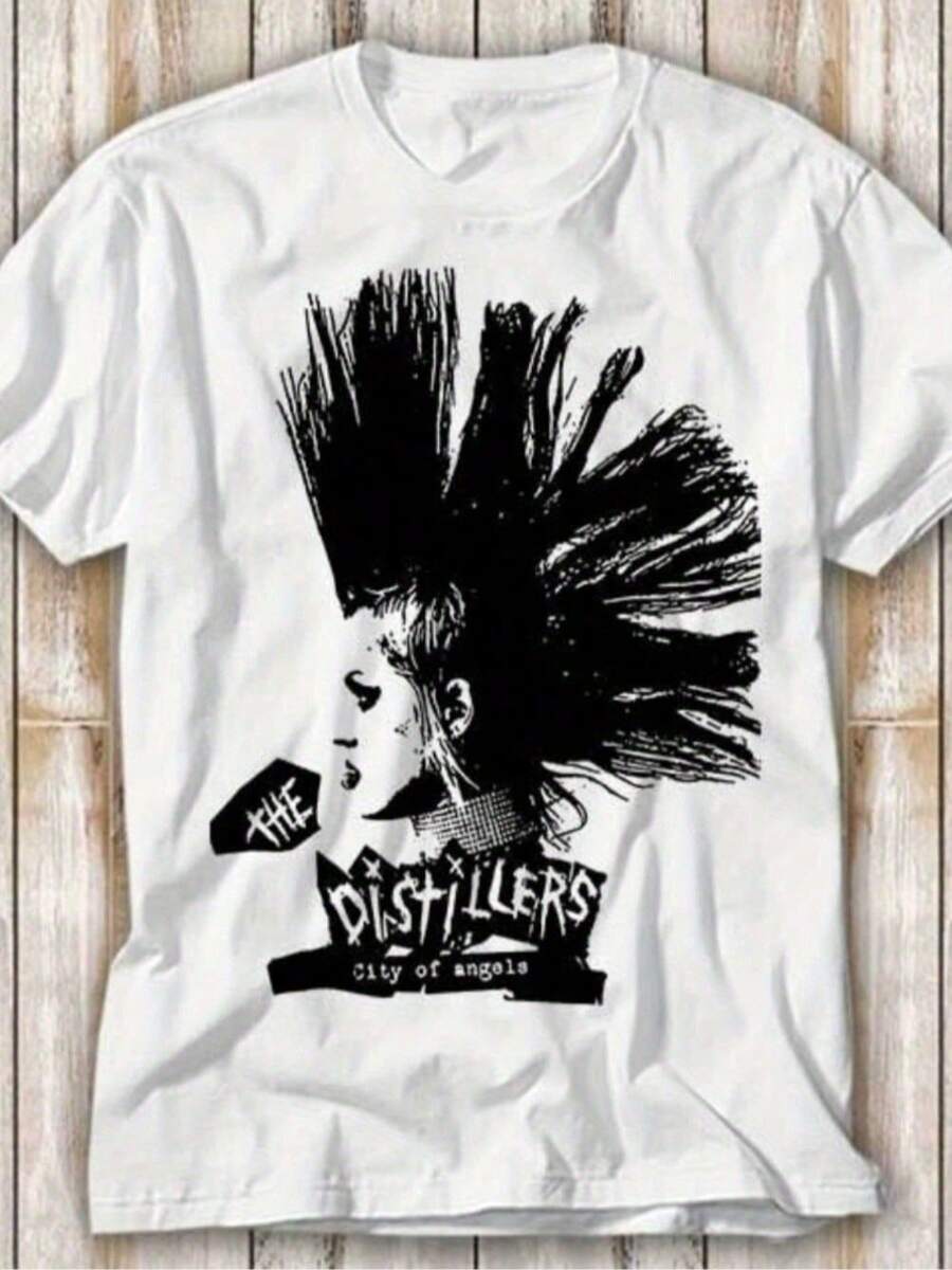 Camiseta de moda 2026 combinada con temática de rock punk, ideal para looks con estilo retro americano unisex - Blanco 3 - Ver 1