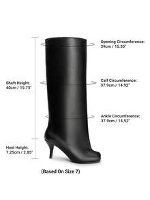 Women's Knee High Boots Square Toe Stiletto Heel Wide Calf Slouchy Boot  Fashion Comfort  Long Tall Boots Fashion Women Shoes - 黑色 - 查看 4