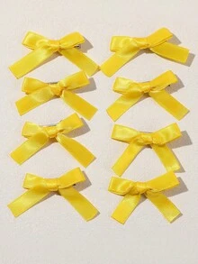 8pcs Vibrant Yellow Cute Bowknot Mini Hair Clips, Y2K Sweet Girl Street Style, Suitable For Daily Life, Spring/Summer Decoration For Girls - Yellow - View 5