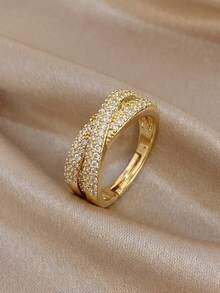 Set Cincin Polka Dot Berlapis Emas 18K & Batu CZ Berpilin | Cincin Terbuka Mewah yang Dipersonalisasi | Perhiasan Elegan, Cocok untuk Pemakaian Sehari-hari & Hadiah - MultiWarna - View 4