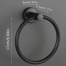 1pc Stainless Steel Towel Ring - Modern Bathroom Wall Mounted Hand Towel Holder - Stainless Steel Bathroom Wall Mounted Towel Rack - Round Bathroom Towel Rack, Suitable For Bathroom And Kitchen Accessories, Black/Silver/Gold Optional - Great Gift - A - View 5