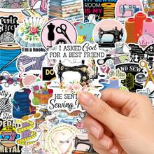 50pcs Handmade Knitted Fabric Sewing Enthusiast Cartoon Scissors Pin Cushion Fun Decorative Storage Box Stickers - Sewing Enthusiasts - View 7