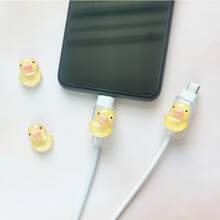 Charming Duck Soft USB Cable Protector - Data Cable Protection Sleeve For Phone Accessories - Durable, Anti-Break, Exquisite Design - Yellow - View 10