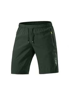 Men's Quick-Dry Workout Shorts,Stretch And Breathable Training Shorts With Zippered Pockets And Reflective Strips,Suitable For Workout And Training - Army Green - View 3