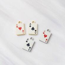 10pcs Zinc Alloy Ful-Rhinestoned Spade A Poker Pendant, DIY Earrings, Necklace, Bracelet, Keychain, Charm Jewelry Making Supplies - Multicolor - View 10