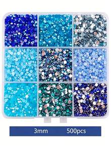 9 Grid Mixed Color Set, 3mm Resin Jelly Rhinestones, Sparkling Non Hot Stamping Flat Bottomed Gemstones, Suitable For DIY Crafts, Glow Sticks, Clothing, Glassware, And Decoration | Multi Purpose Craft Beads, Craft Rhinestones - Multicolor - View 5