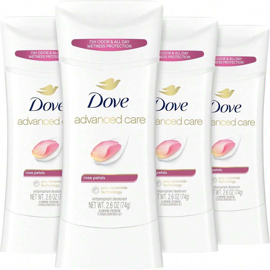 Dove Advanced Care Antiperspirant Deodorant Stick Rose Petals 4 Count For After Shave Care For Underarms 72 Hour Odor Control With All-Day Sweat Protection Stick For Soft Underarms 2.6 Oz Variant 9 - 玫瑰花瓣 - 查看 1