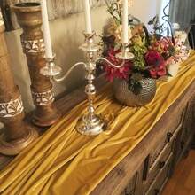 Velvet Table Runner 20 X 120 Inches 10ft Luxurious Thick Soft Velvet Christmas Thanksgiving Wedding Reception Table Runner For Party Reception Decorations - Gold - View 4