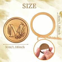 25入/包 3D字母M花卉藤蔓圖案蠟封貼紙，自黏式信封封口貼，適用婚禮、派對、生日、聖誕節 - 字母M - 查看 4