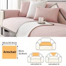 1 pieza Cojín de sofá con patrón de rombos rosa, funda de sofá de seda de hielo minimalista de lujo con bordes rectangulares, fresca de verano, antideslizante, lavable a máquina, apta para mascotas y resistente a arañazos, decoración esencial para el hogar y la sala de estar - Rosa - Ver 12