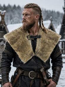 1 PC Medieval Viking/Norse Warrior Faux Fur Cape - LARP Photography Prop Cosplay Accessory,Halloween - Brown - View 8