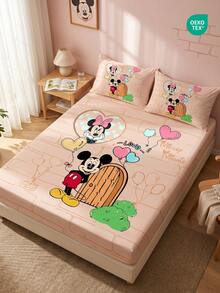 Disney 1件裝迪士尼卡通印花包床單（不含枕套），親膚床墊套，可愛卡通床上用品，柔軟透氣床墊保護套，多款可選，適用於單人/雙人/加大/特大/加州特大床，可機洗 - 彩色 - 查看 2