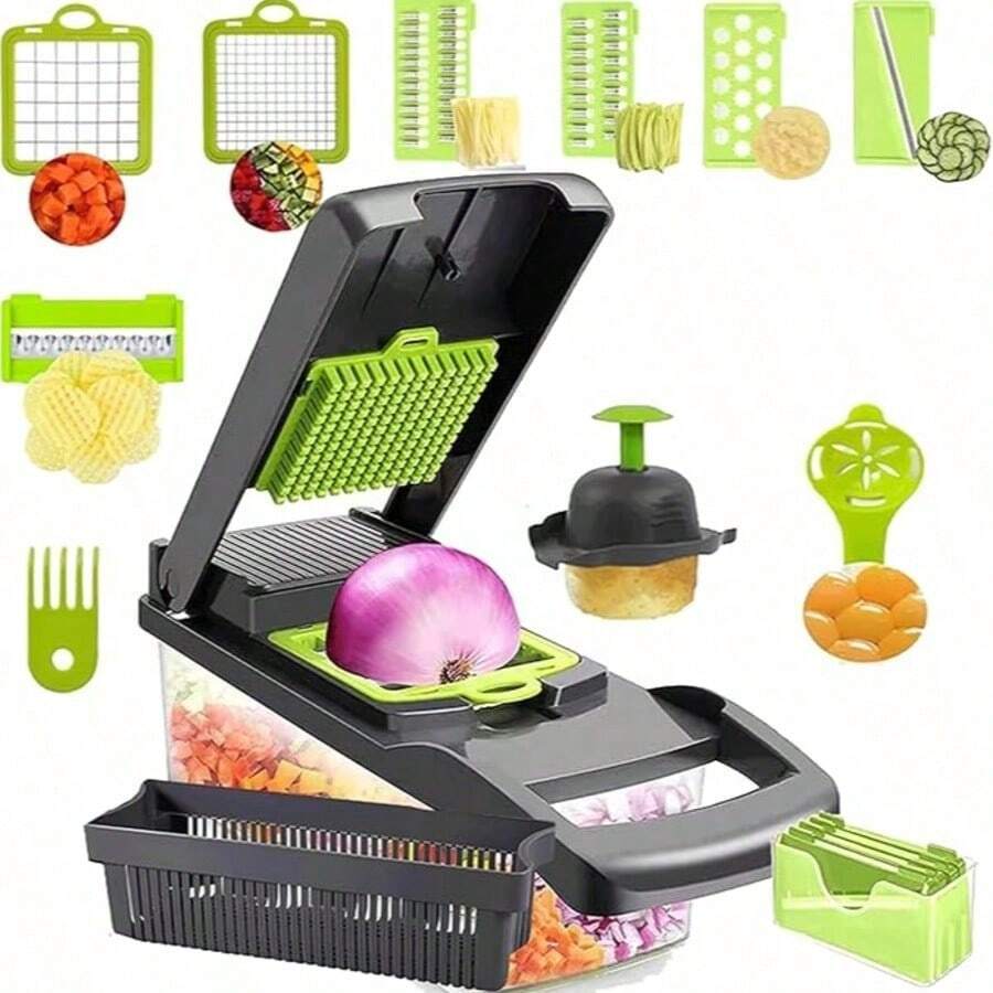 16-In-1 Vegetable Slicer, Multi-Functional Vegetable Slicer, Multi-Functional Fruit Slicer, Multi-Functional Kitchen Tool, Suitable For Home Cooking, Easy To Store. - View 1