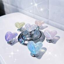 2pcs Heart-Shaped Flashing Flashing Toilet Flush Assist Button, Protecting Nail Art, Indoor And Car Decoration, Drawer And Wardrobe Handle, A More Comfortable Life And A More Exquisite Gift For Friends - Love - View 2