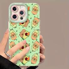 Tema de capibara verde y aguacatefunda de teléfono Fundas compatibles con ,Apple,VIVO,OPPO,,, y Honor.Fabricadas en silicona TPU,ofrecen protección contra golpes y caídas. - Blanco - Ver 2