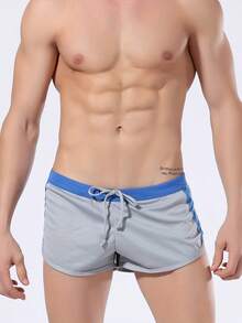 de pantalones cortos deportivos casuales para hombre, de secado rápido, no transparentes, finos, transpirables, de corte holgado y línea A para el hogar, ropa interior, playa y natación - Gris - Ver 1