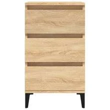 vidaXL Bedside Table, Side Table For Bedroom, Nightstand With Plenty Of Storage Space, Night Chest, Night Console, Bedside Table, Light Oak Khaki Wood Composite - Light Oak Khaki - View 6