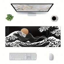 Black Waves | Extra Large Gaming Mouse Pad / Office Mouse Pad / Laptop Keyboard Pad / Desk Mat - Precision Stitched Edges, Non-Slip Rubber Base, Multiple Sizes Available - Mouse Pad - View 5
