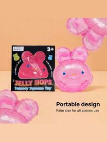 Macaron Jelly Rabbit Squishy Toy, Soft Slow Rebound Design. Stretch And Squeeze To Relieve Stress. Translucent Jelly Texture With Cute Macaron Colors. Adorable Desk Decoration, Durable. Ideal Birthday, Holiday Gift For All Ages. - Multicolor - View 7