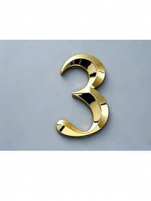 1pc 3D ABS Digital Luxury Style Glossy Gold Geometric Back Adhesive No-Drill Sun-Proof Waterproof Door Sign Gold Number Label Suitable For Villa Luxury Mansion Main Entrance - House Number - View 17