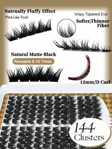 120/144pcs PALM LASHES Fox Eye Pointed Cluster False Eyelashes, Manga Fairy Style, Thin & Long, Graduated Cat Eye Single Cluster, DIY Dense Anime Lash Extensions - View 5
