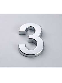 1pc ABS Digital Signage Minimalist Mirror Silver Geometric Shape Self-Adhesive Backing No Drilling Sun Protection Waterproof Number Sign Suitable For Apartment Door Residential House Number - House Number - View 14
