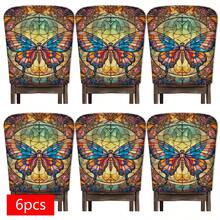2/4/6pcs Set, Home Decor, Butterfly Pattern Printed Linen Chair Covers, Suitable For Daily Home Decoration, Living Room, Dining Room, Garden Environment, Hotel Restaurant, Holiday Party, Friends Gathering, Washable Polyester Material, Dining Chair Seat Cushion Covers - Multicolor - View 13