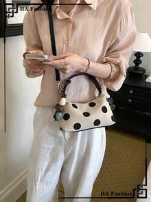 1pc Vintage Polka Dot Handbag Fashion Crossbody Bag - Multicolor - View 2