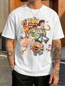 Disney Toy Story Men's 100% Cotton T-Shirt, Featuring Woody, Buzz Lightyear, And Friends In A Fun, Vibrant Graphic Print. - 白色 - 查看 2