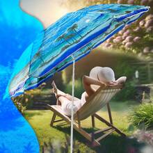 PARASOL OGRODOWY DUŻY PLAŻOWY BALKONOWY SKŁADANY ŁAMANY - 藍色 - 查看 2