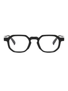 1 Pair Women's Polygon High-Quality Burgundy Fashion Decorative Non-Prescription Glasses - glossy black - View 3