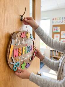 1pc Custom Teacher Name Door Sign,Paint Palette Teacher Door Hanger, Personalized Art Classroom Sign, Personalized Teacher Name, Colorful Art Room Decor, Teacher Appreciation Gift,Back To School - Multicolor - View 5