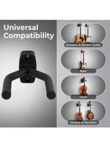 6 pièces/4 pièces/2 pièces Support mural pour guitare, 4 pièces/Set, Support mural pour guitare avec vis - Installation facile - Convient pour différentes tailles de guitares, basses, mandolines, banjos, ukulélés - Multicolore - Voir 7