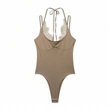 Nuevo body de verano para mujer DEEKA con contraste de encaje sexy y elegante - marrón - Ver 1