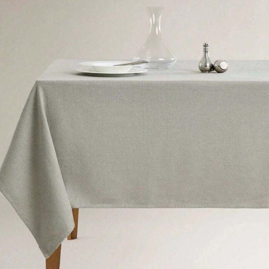 1 pieza Juego de Mantel y Servilleta Decorativo Versátil de Poliéster y Algodón Negro & Gris, Adecuado para Decoración de Vacaciones y Uso Diario - Gris - Ver 1