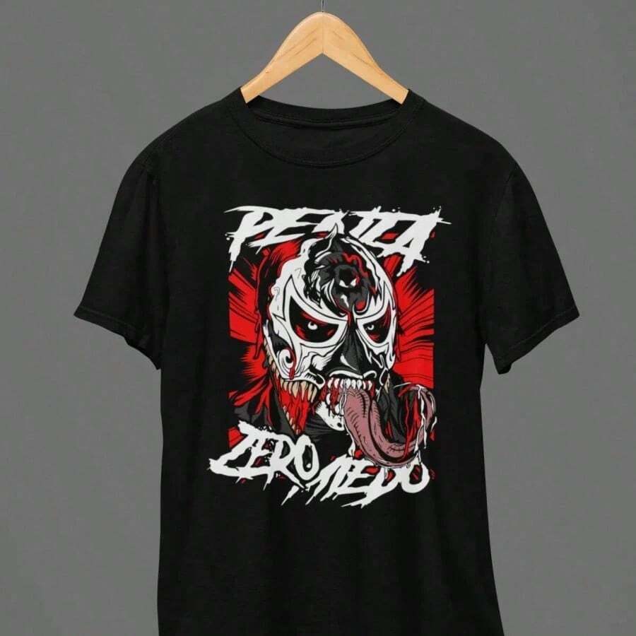 PENTAGÓN JR BIG FACE TEE, Wrestling Tee, Wrestling Graphic Tee, Wrestler Shirt, Sports Shirt, Camisetas Para Hombre Playeras De Hombre Camisas Para Hombre - Negro - Ver 1