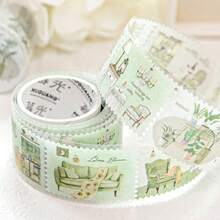 1 Roll 2m Minimalist Life Theme Decorative Washi Tape, Creative Aesthetic Stickers, DIY Decoration Collage Craft Materials, Holiday Gift, Personalized Scrapbook School Stationery Supplies School Supplies - W.P. - View 4